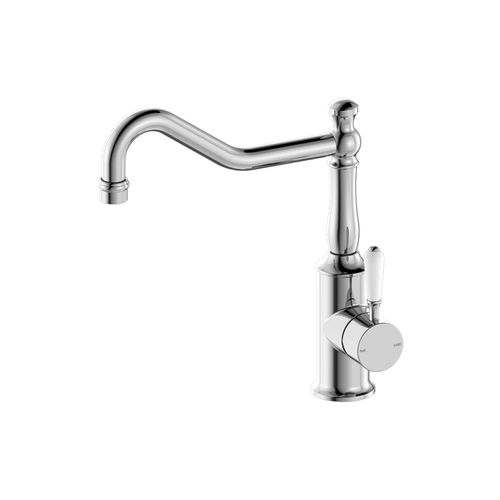 York Kitchen Mixer Hook Spout With White Porcelain Lever Chrome