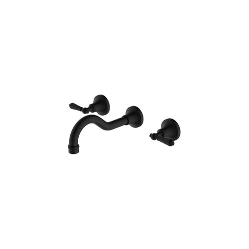 York Wall Basin Set With Metal Lever Matte Black