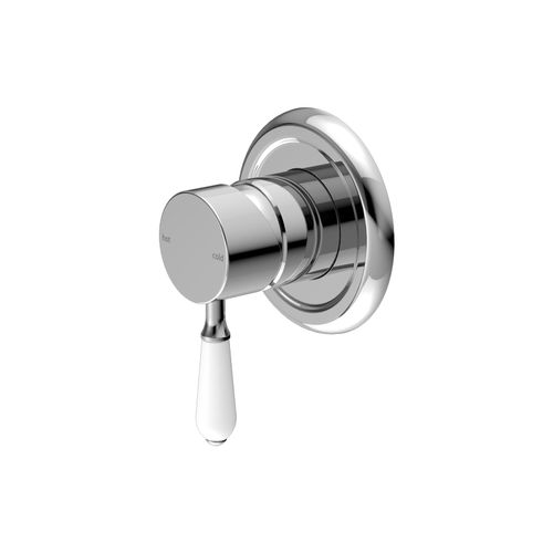 York Shower Mixer With White Porcelain Lever Chrome