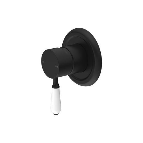 York Shower Mixer With White Porcelain Lever Matte Black