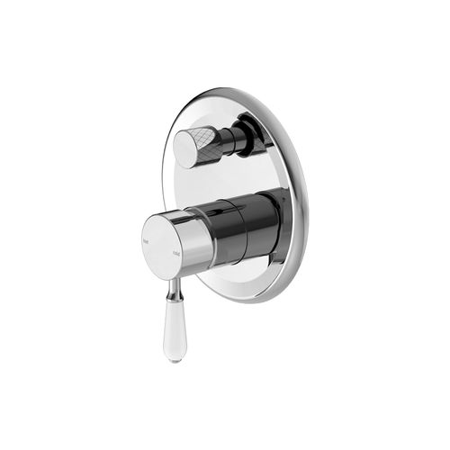 York Shower Mixer With Divertor With White Porcelain Lever Chrome