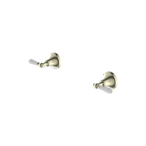 York Wall Top Assemblies With White Porcelain Lever Aged Brass