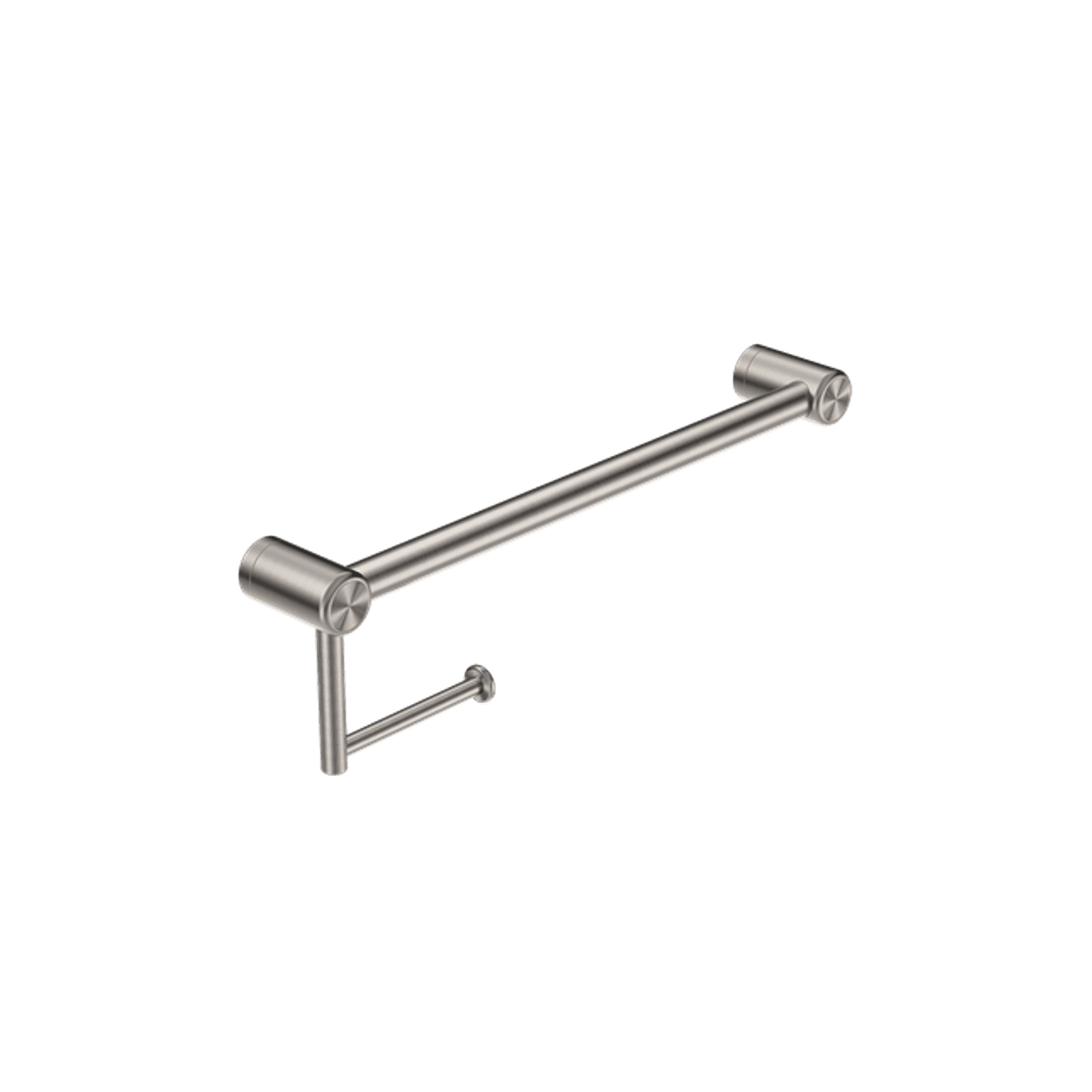Mecca Care 32mm Grab Rail With Toilet Roll Holder 450mm Brushed Nickel