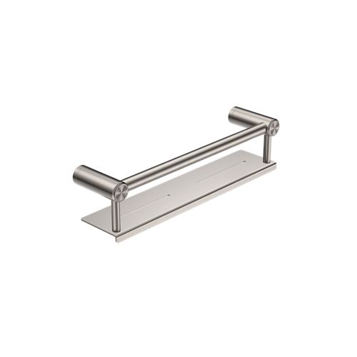 Mecca Care 25mm Grab Rail With Shelf 450mm Brushed Nickel