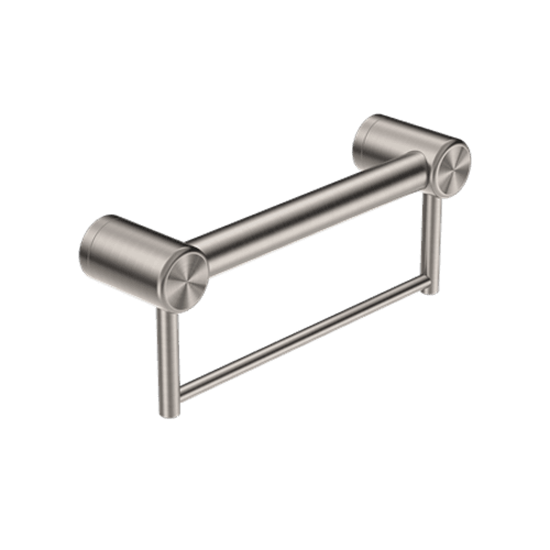 Mecca Care 32mm Grab Rail With Towel Holder 300mm Brushed Nickel