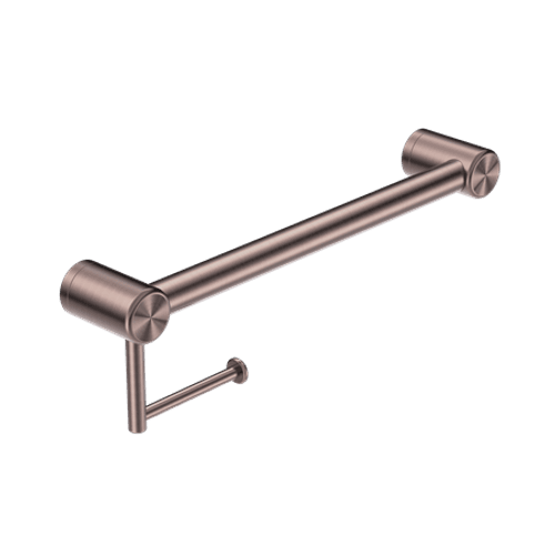 Mecca Care 32mm Grab Rail With Toilet Roll Holder 450mm Brushed Bronze