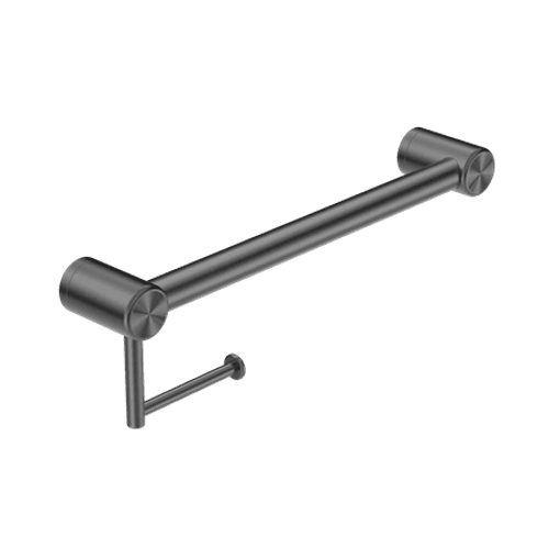 Mecca Care 32mm Grab Rail With Toilet Roll Holder 450mm Gun Metal