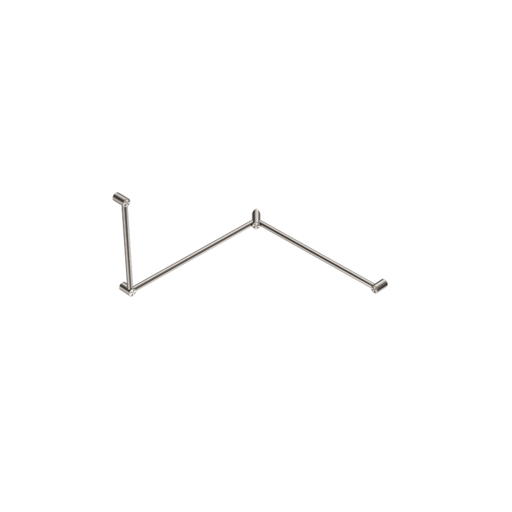 Mecca Care 32mm DDA Toilet Grab Rail Set 90 Degree Continuous 600X1065X1025mm Brushed Nickel