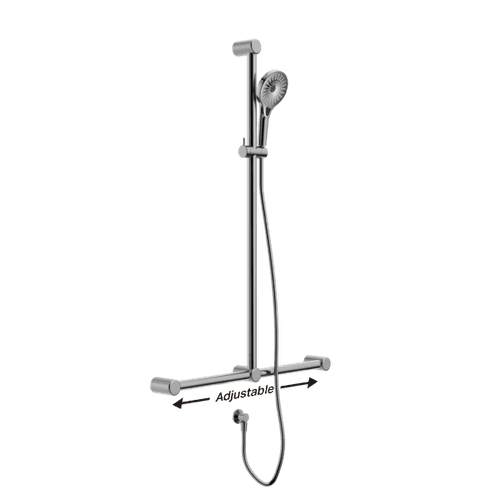 Mecca Care 32mm T Bar Grab Rail And Adjustable Shower Set 1100X750mm Chrome