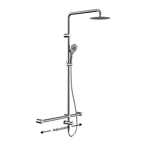 Mecca Care 32mm T Bar Grab Rail 1100x750mm Twin Shower Set Chrome