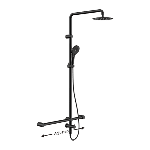 Mecca Care 32mm T Bar Grab Rail 1100x750mm Twin Shower Set Matte Black