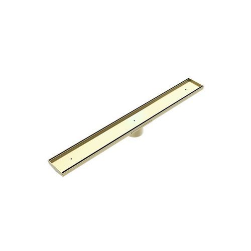 Tile Insert V Channel Floor Grate 89mm Outlet With Hole Saw Brushed Gold