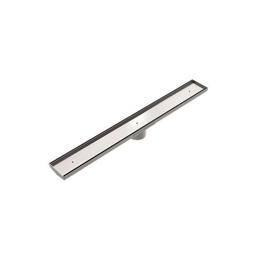 Tile Insert V Channel Floor Grate 89mm Outlet With Hole Saw Brushed Nickel