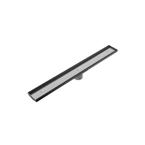 Tile Insert V Channel Floor Grate 89mm Outlet With Hole Saw Gun Metal