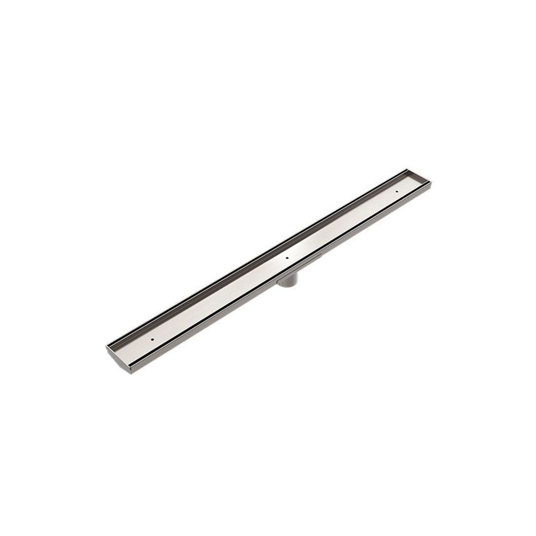 Tile Insert V Channel Floor Grate 50mm Outlet With Hole Saw Brushed Nickel