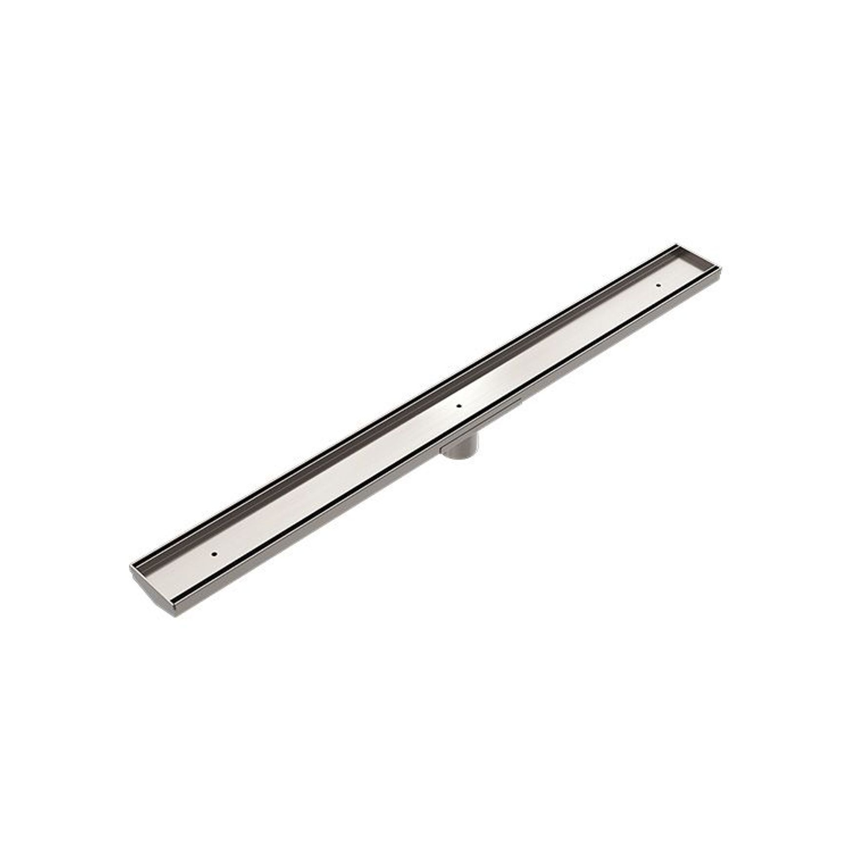 Tile Insert V Channel Floor Grate 50mm Outlet With Hole Saw Brushed Nickel
