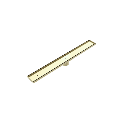 Tile Insert V Channel Floor Grate 80mm Outlet With Hole Saw Brushed Gold