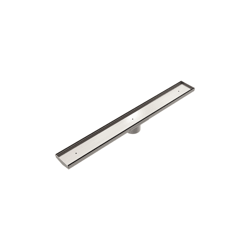 Tile Insert V Channel Floor Grate 80mm Outlet With Hole Saw Brushed Nickel
