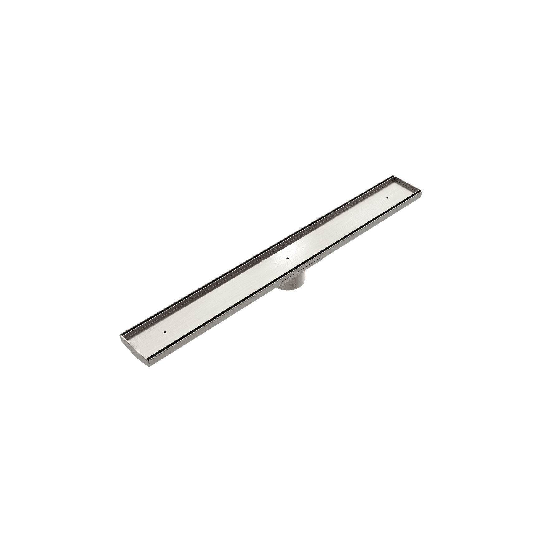 Tile Insert V Channel Floor Grate 80mm Outlet With Hole Saw Brushed Nickel