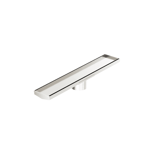 Tile Insert V Channel 600mm Floor Grate 89mm Outlet With Hole Saw Brushed Nickel