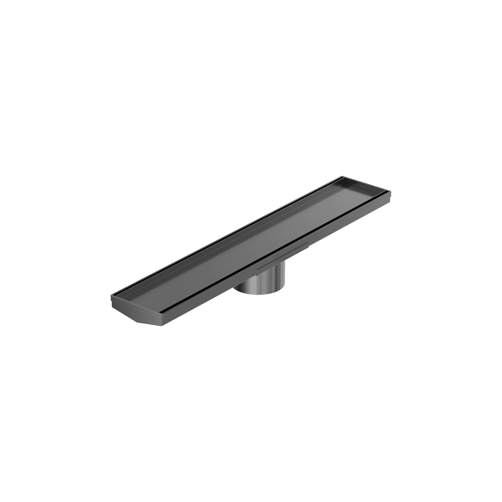 Tile Insert V Channel 600mm Floor Grate 89mm Outlet With Hole Saw Gun Metal