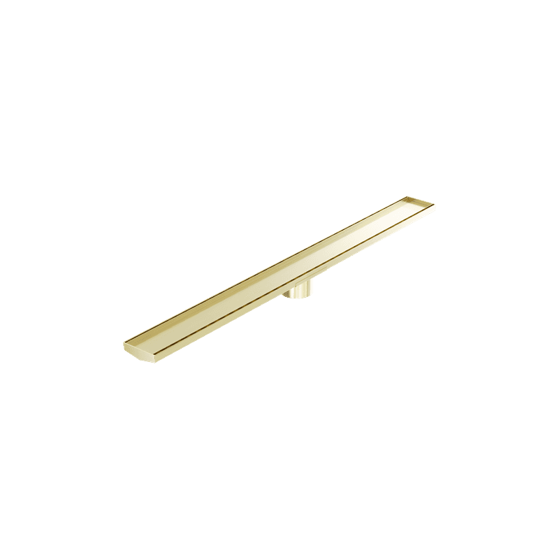 Tile Insert V Channel 1200mm Floor Grate 89mm Outlet With Hole Saw Brushed Gold