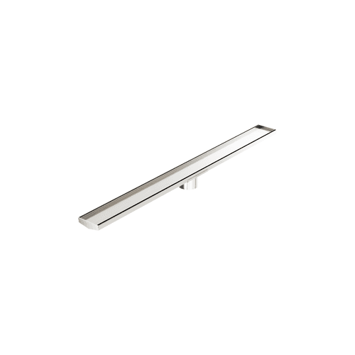 Tile Insert V Channel 1200mm Floor Grate 89mm Outlet With Hole Saw Brushed Nickel