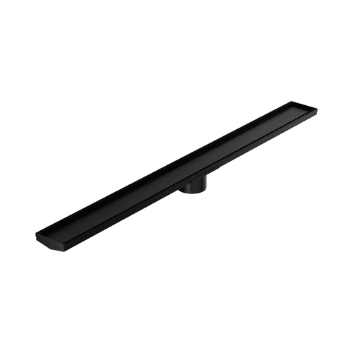 Tile Insert V Channel 1200mm Floor Grate 89mm Outlet With Hole Saw Matte Black