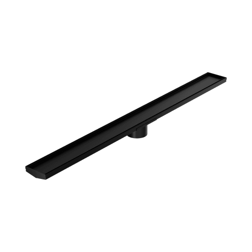 Tile Insert V Channel 1200mm Floor Grate 89mm Outlet With Hole Saw Matte Black