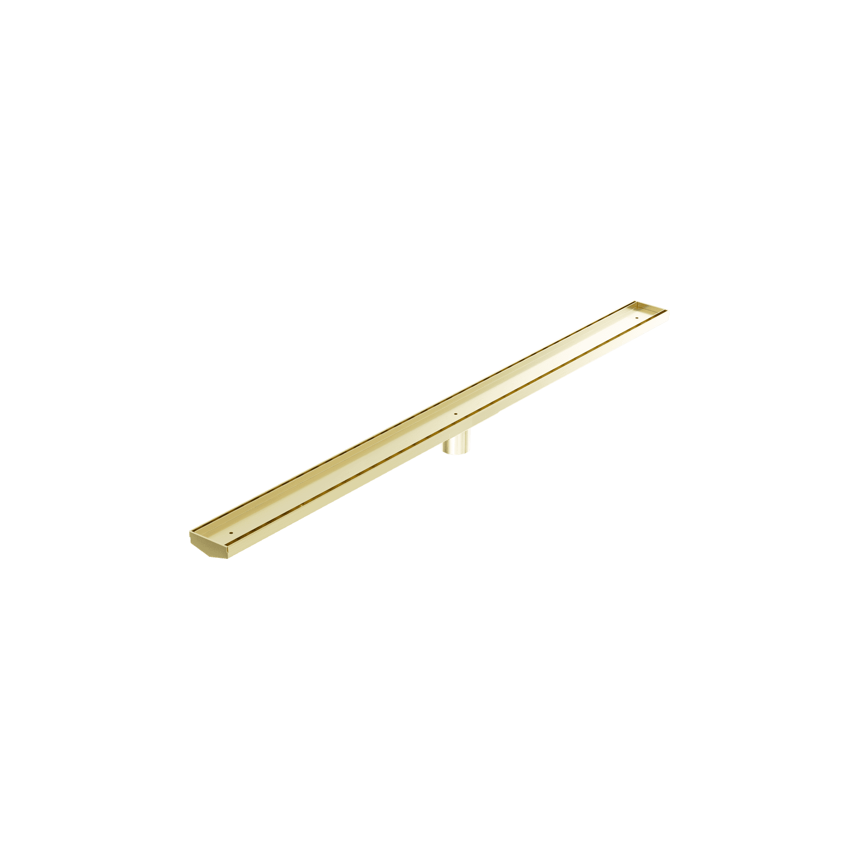 Tile Insert V Channel 1200mm Floor Grate 50mm Outlet With Hole Saw Brushed Gold