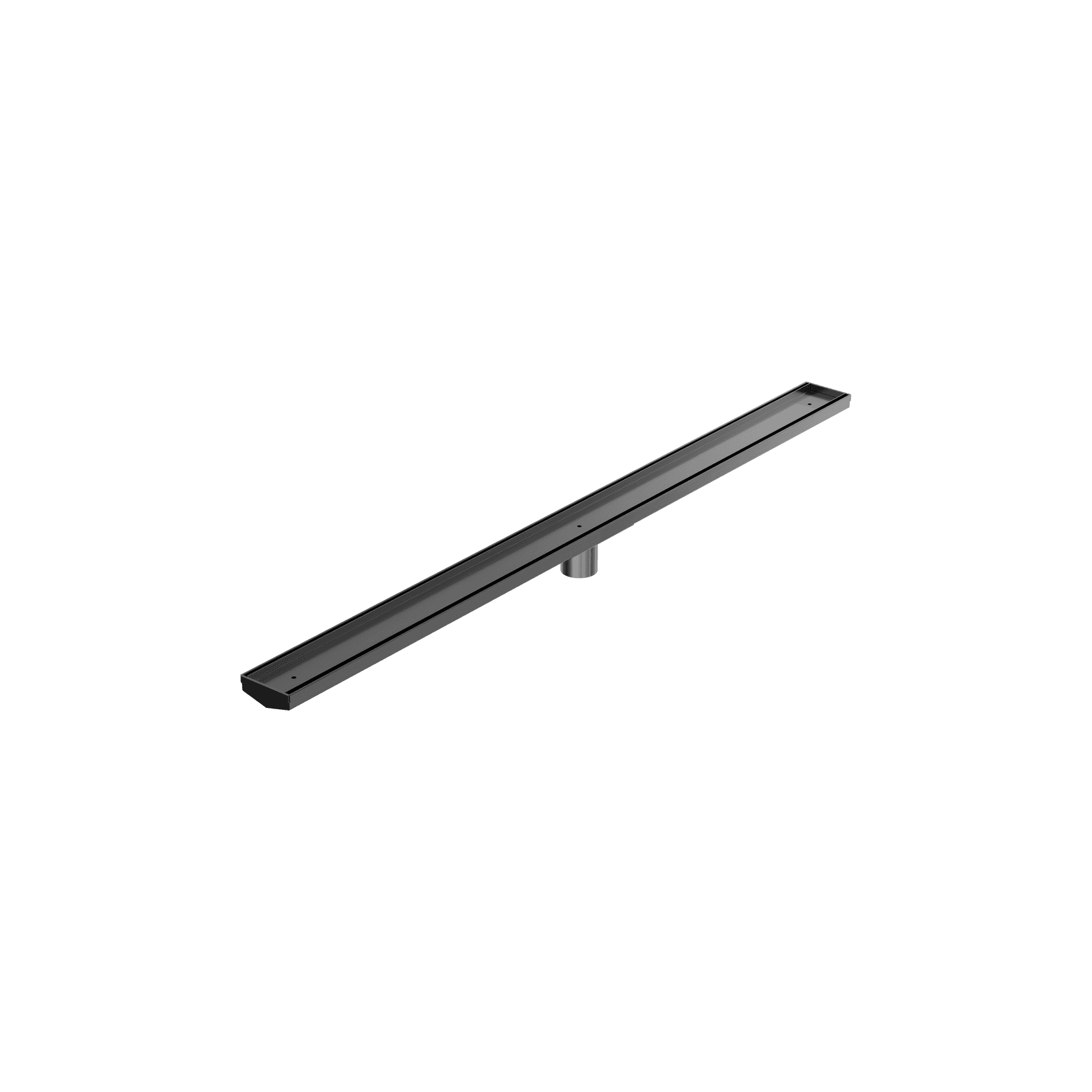 Tile Insert V Channel 1200mm Floor Grate 50mm Outlet With Hole Saw Gun Metal