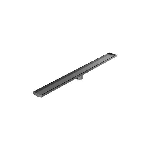 Tile Insert V Channel 1200mm Floor Grate 80mm Outlet With Hole Saw Gun Metal