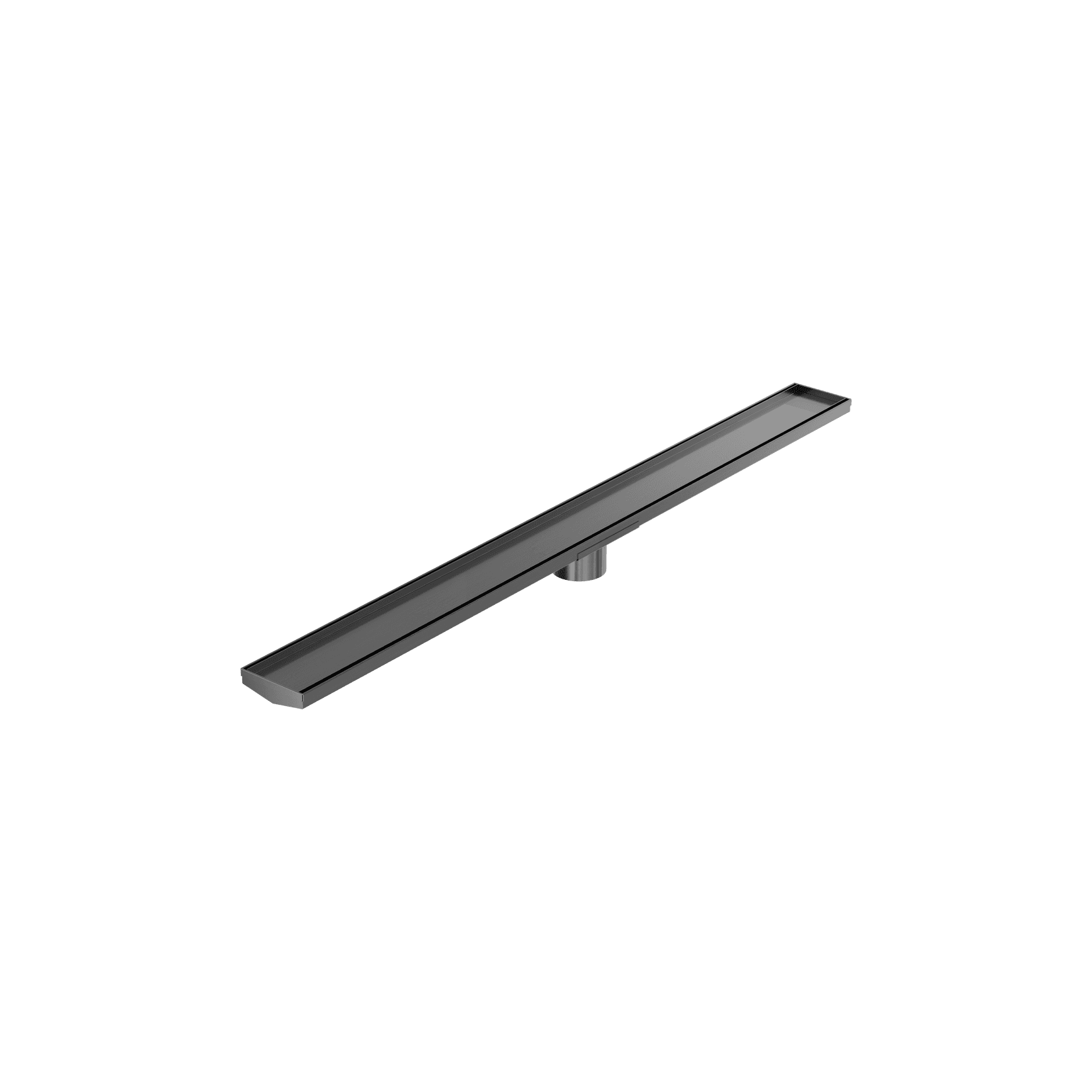 Tile Insert V Channel 1200mm Floor Grate 80mm Outlet With Hole Saw Gun Metal