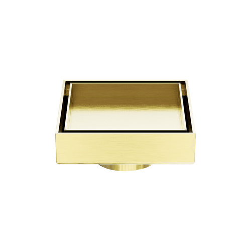 100mm Square Tile Insert Floor Waste 50mm Outlet Brushed Gold