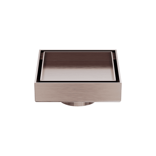 100mm Square Tile Insert Floor Waste 50mm Outlet Brushed Bronze