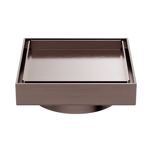 130mm Square Tile Insert Floor Waste 100mm Outlet Brushed Bronze