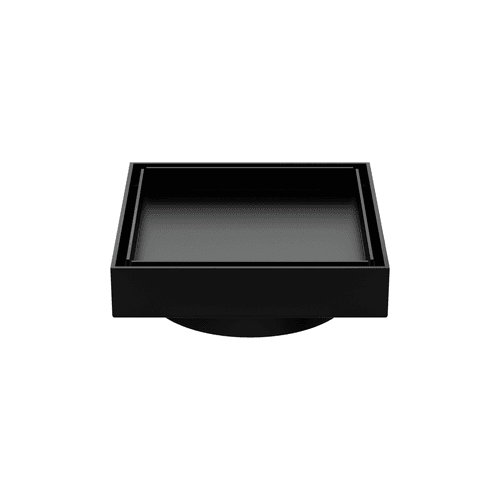 100mm Square Tile Insert Floor Waste 80mm Outlet Matte Black