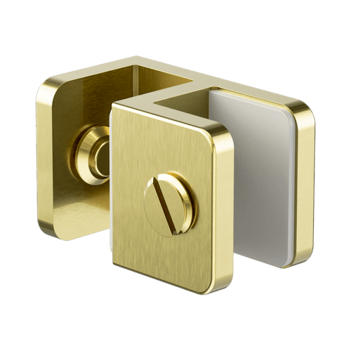 Over-Panel Glass To Glass Fitting 10mm Glass Brushed Gold