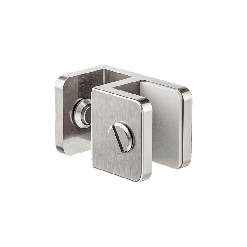 Over-Panel Glass To Glass Fitting 10mm Glass Brushed Nickel