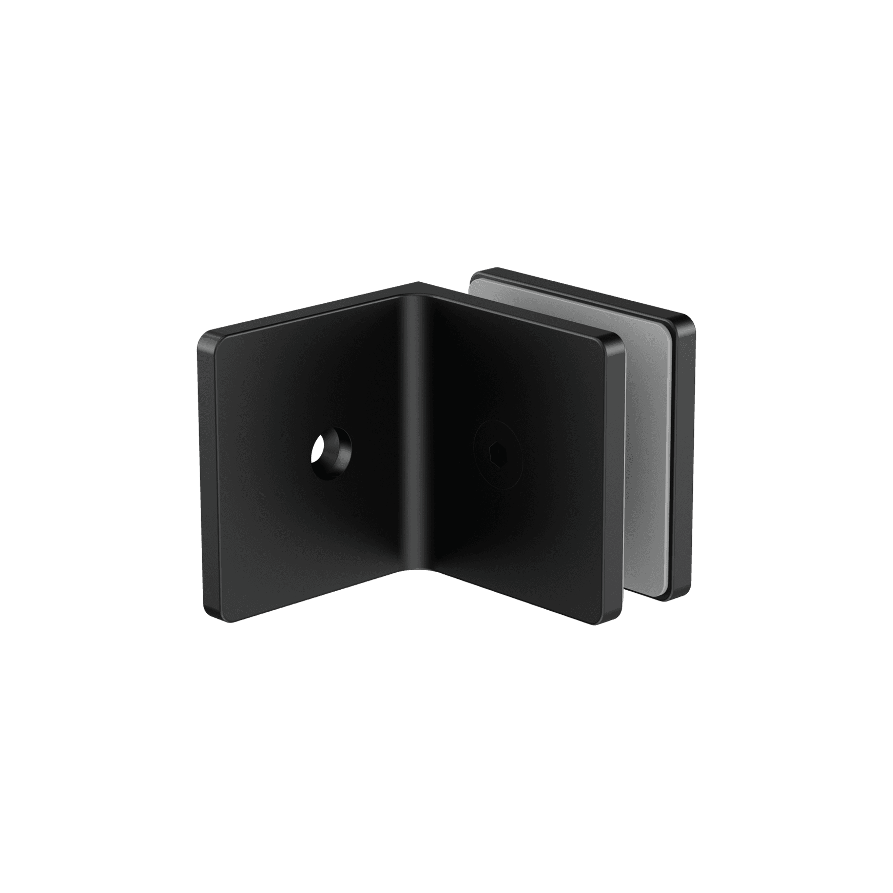 90 Degree Glass To Wall Bracket 10mm Glass Matte Black