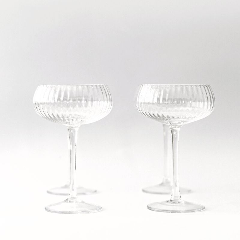 Ribbed Champagne Coupe- Set 4 Clear