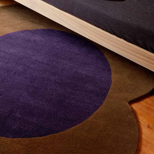 Orla Kiely Spot Flower Rug - Chestnut and Violet | 100% Wool Floor Rug