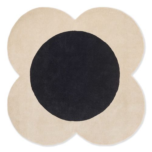 Orla Kiely Spot Flower Rug - Ecru and Black | 100% Wool Designer Floor Rug