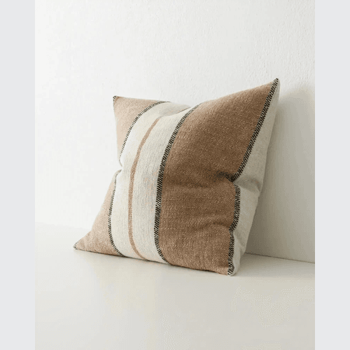 Weave Home Ottavio Cushion - Cocoa | Textured Stripe