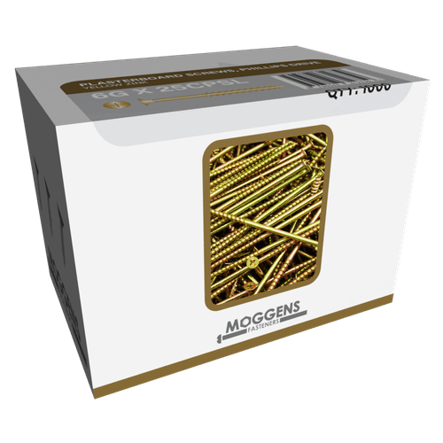 Plasterboard Screws - Philips Drive - Yellow Zinc