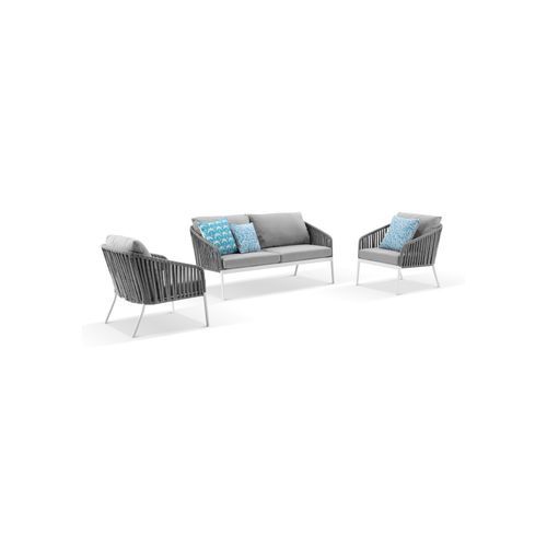 Palm 3pc Outdoor Rope Lounge Set | White