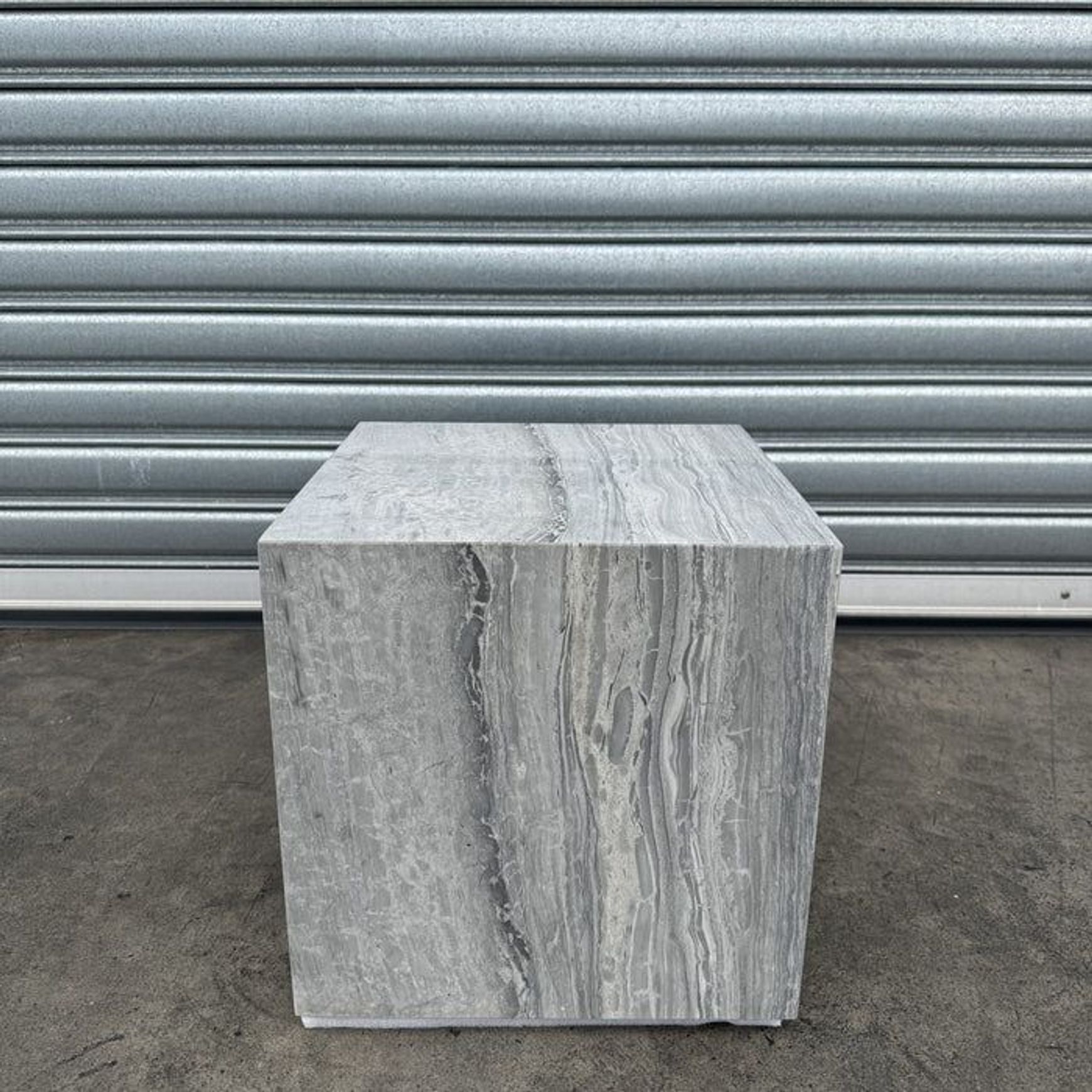 Cube Side Table - Veincut Blue Travertine | Natural Stone Co.