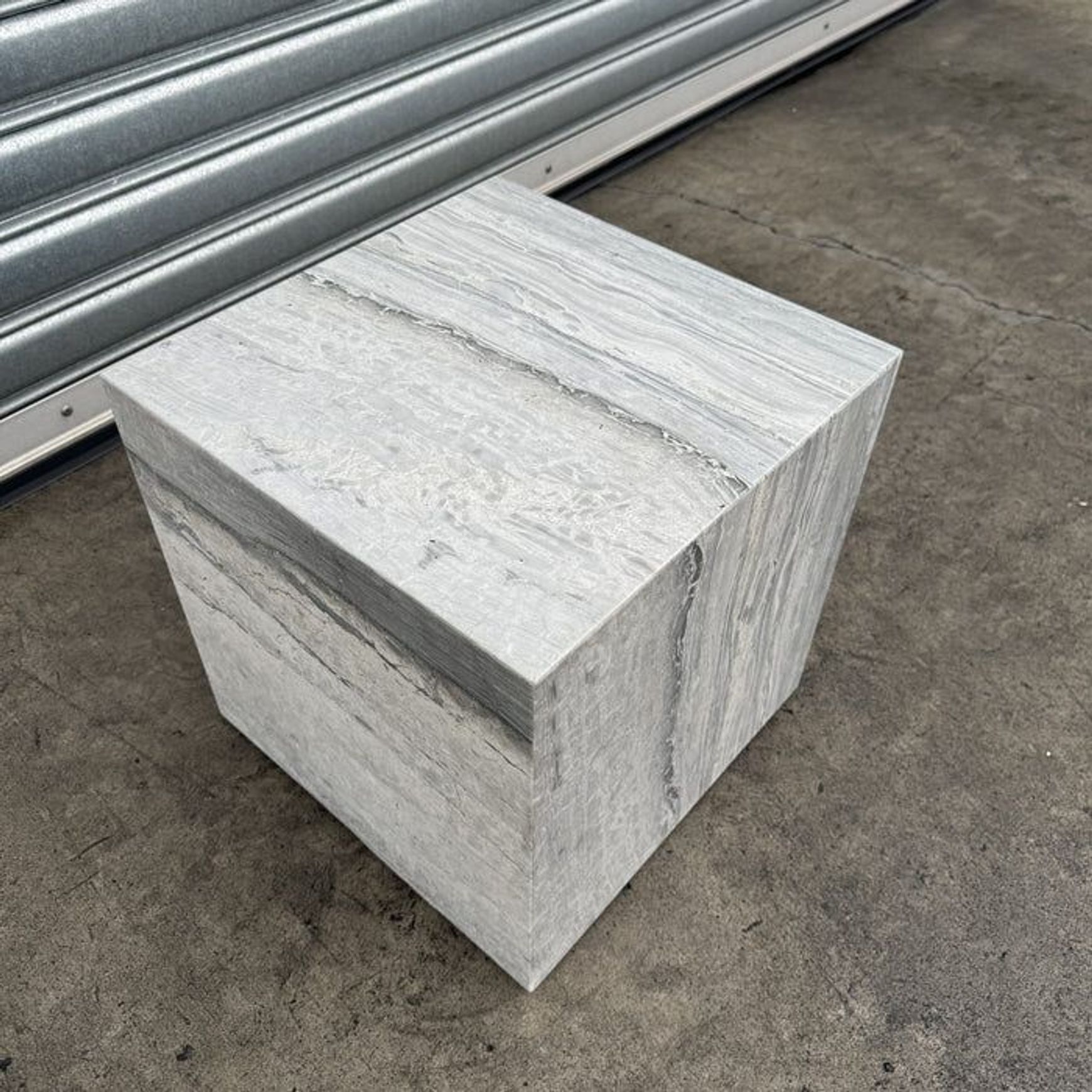 Cube Side Table - Veincut Blue Travertine | Natural Stone Co.