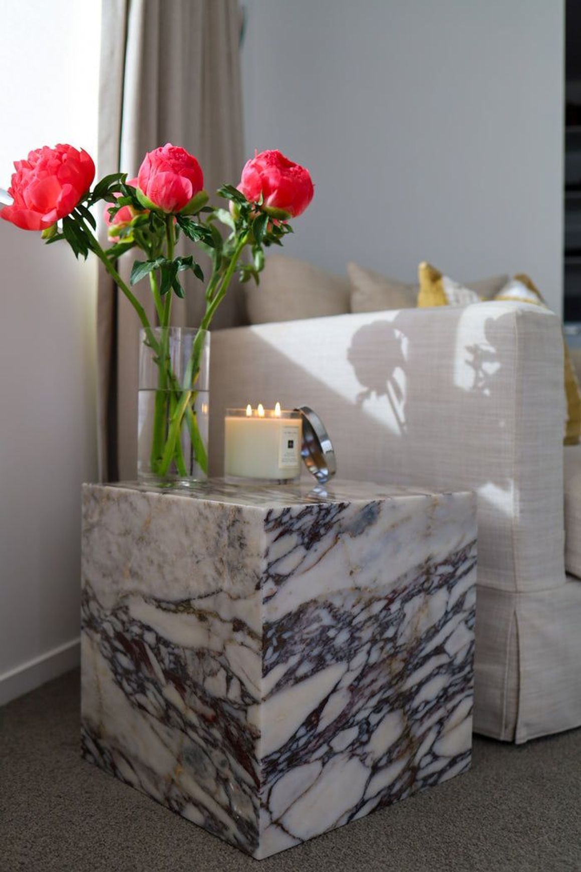 Cube Side Table - Viola Calacatta Marble | Natural Stone Co.