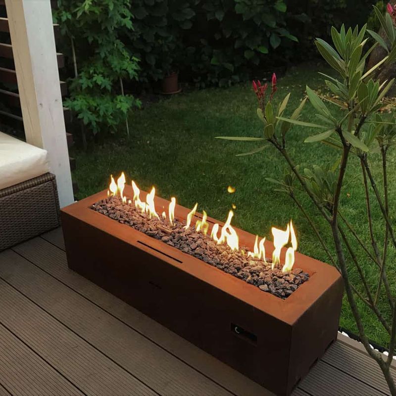 Planika Galio Corten Manual Linear Gas Pit Fire